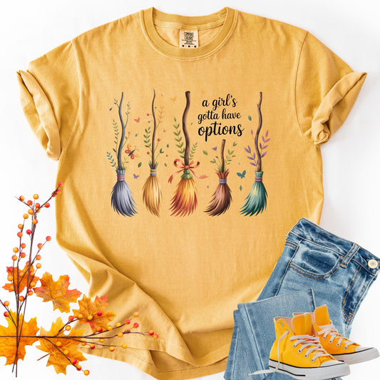 Funny Witch Halloween Tee: Comfort Colors Broomstick Graphic T-Shirt