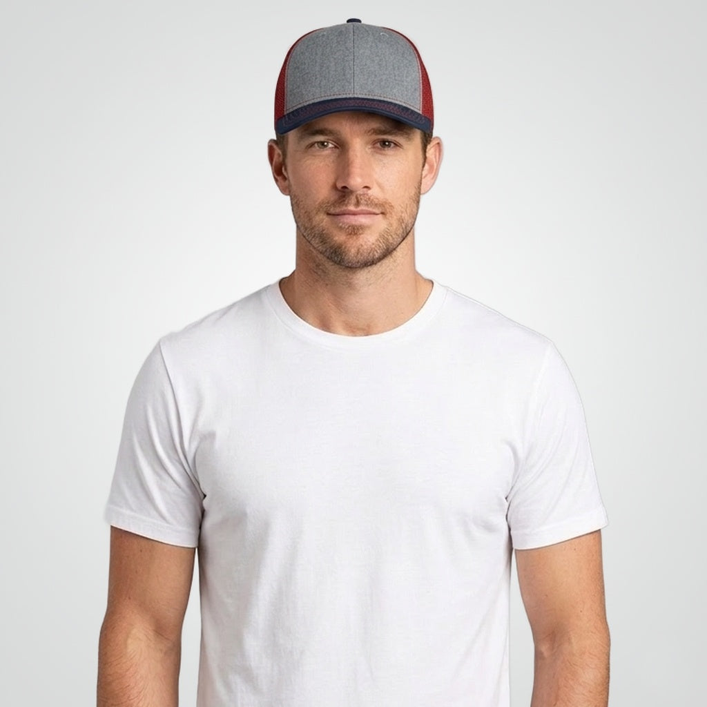 Heather Grey/ Cardinal/ Navy