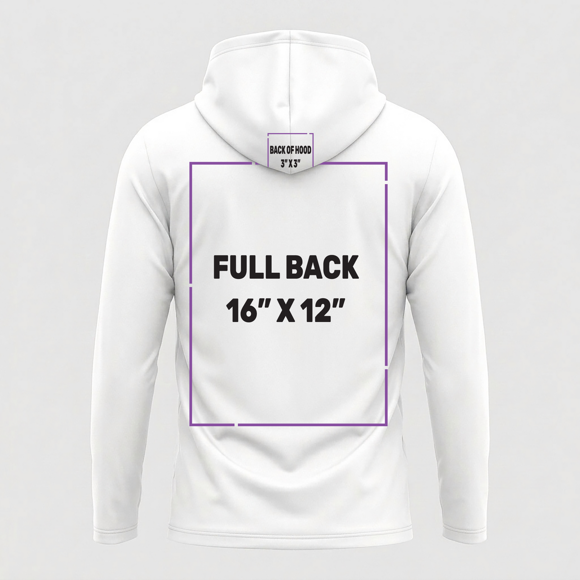 Long Sleeve Hooded Tee decoration zones — Full Back | CraftTory