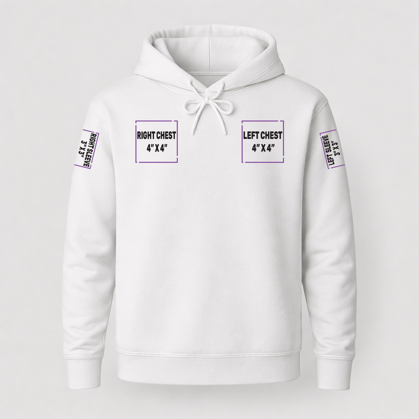 Lightweight Hoodie decoration zones — Front (Left Chest, Right Chest) | CraftTory