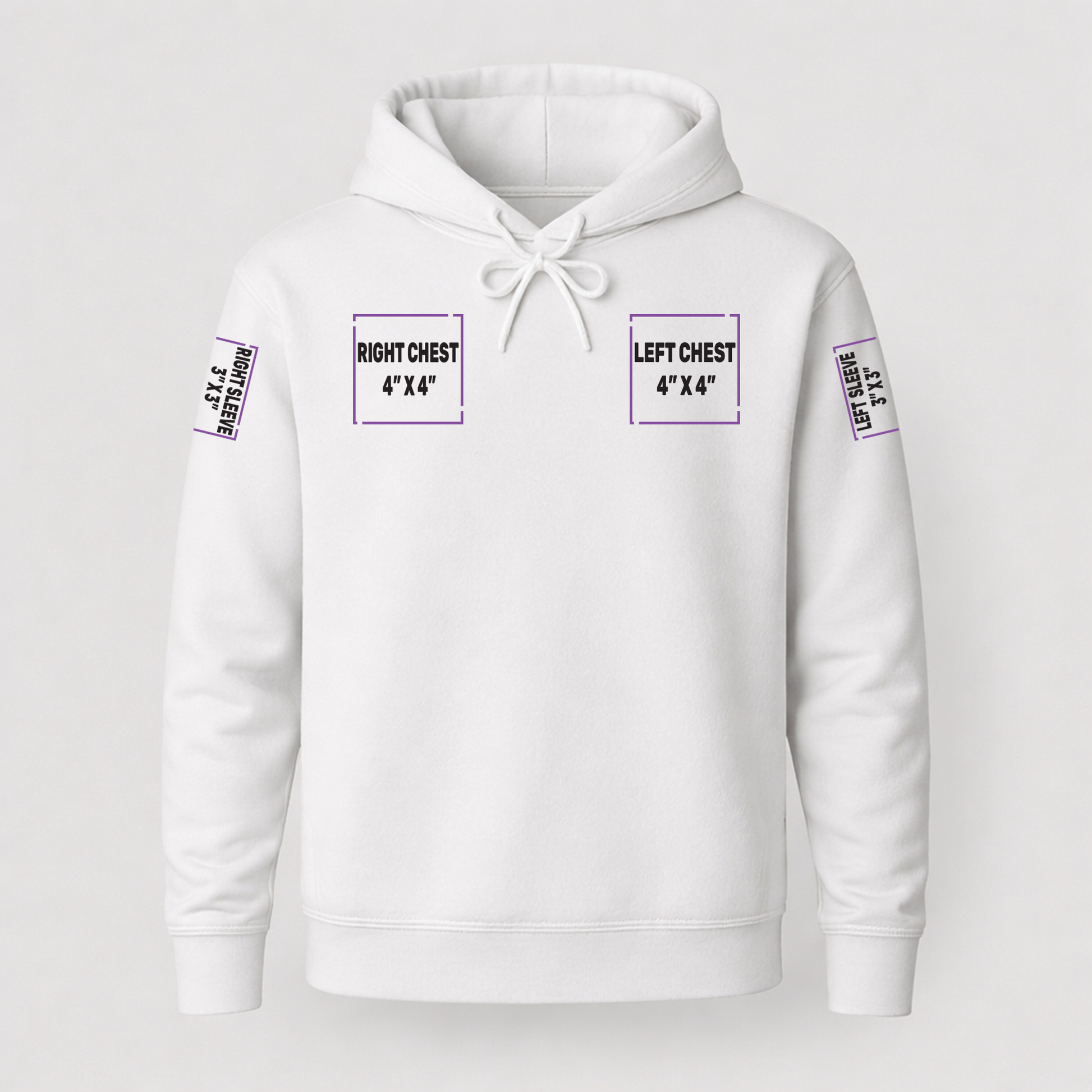 Lightweight Hoodie decoration zones — Front (Left Chest, Right Chest) | CraftTory