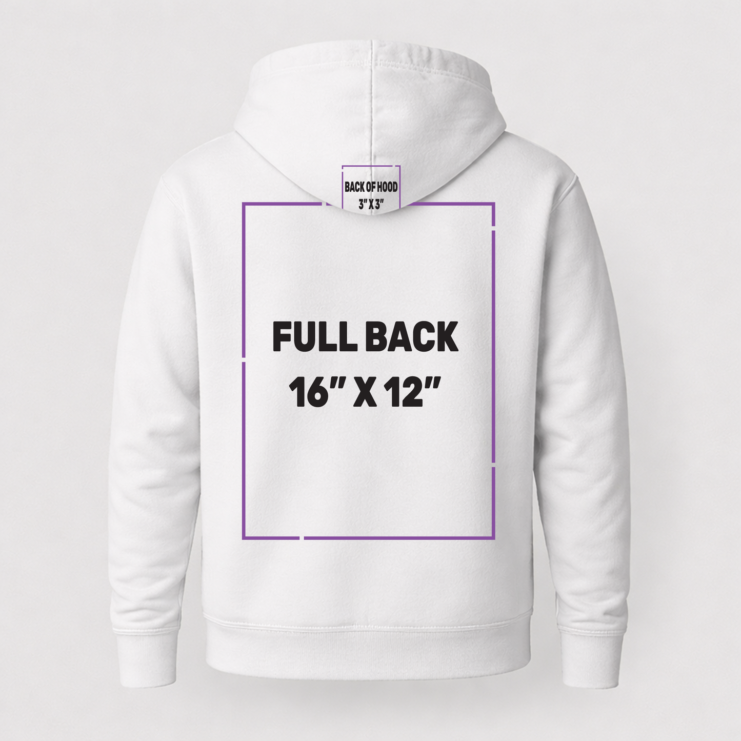 Lightweight Hoodie decoration zones — Full Back | CraftTory