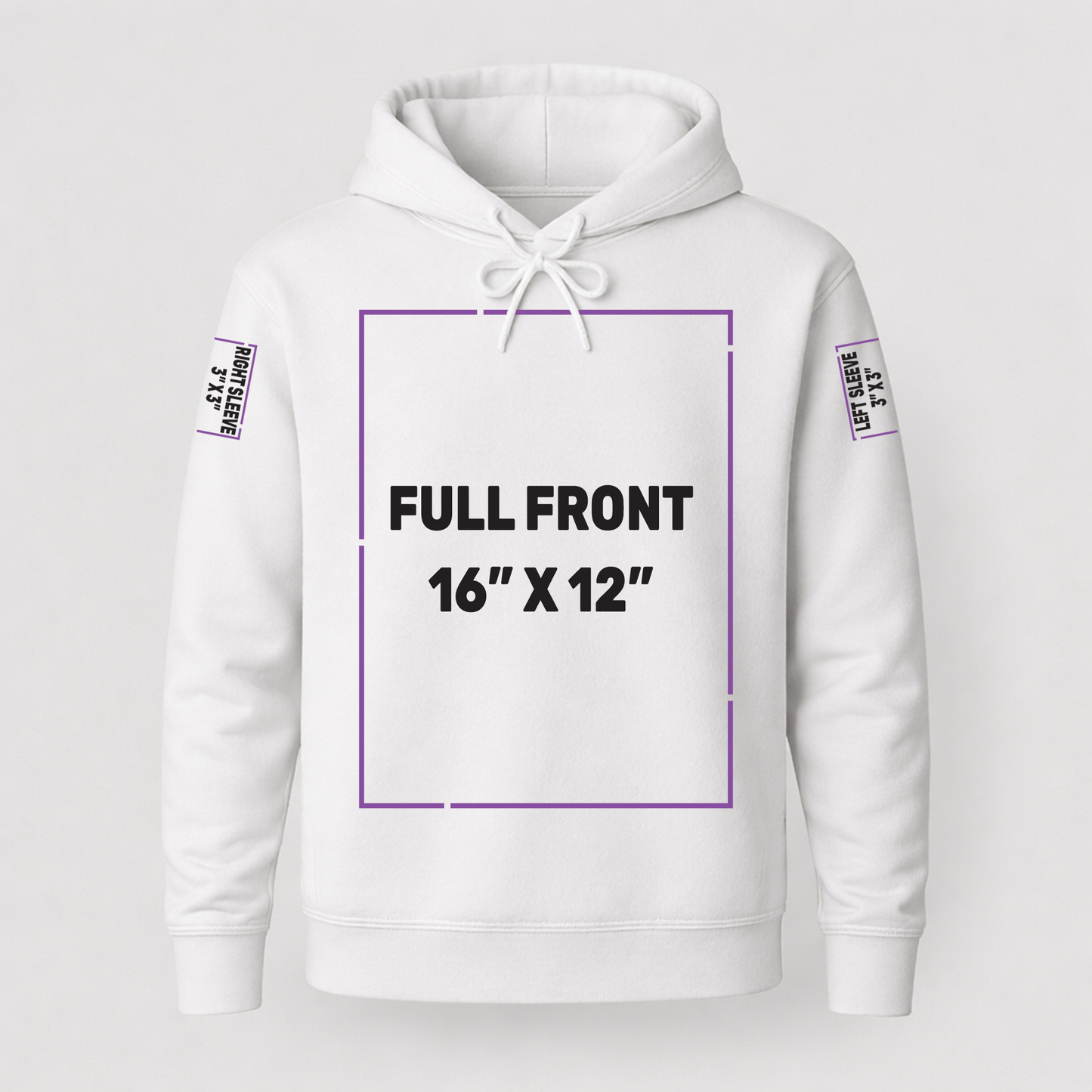 Lightweight Hoodie decoration zones — Full Front | CraftTory