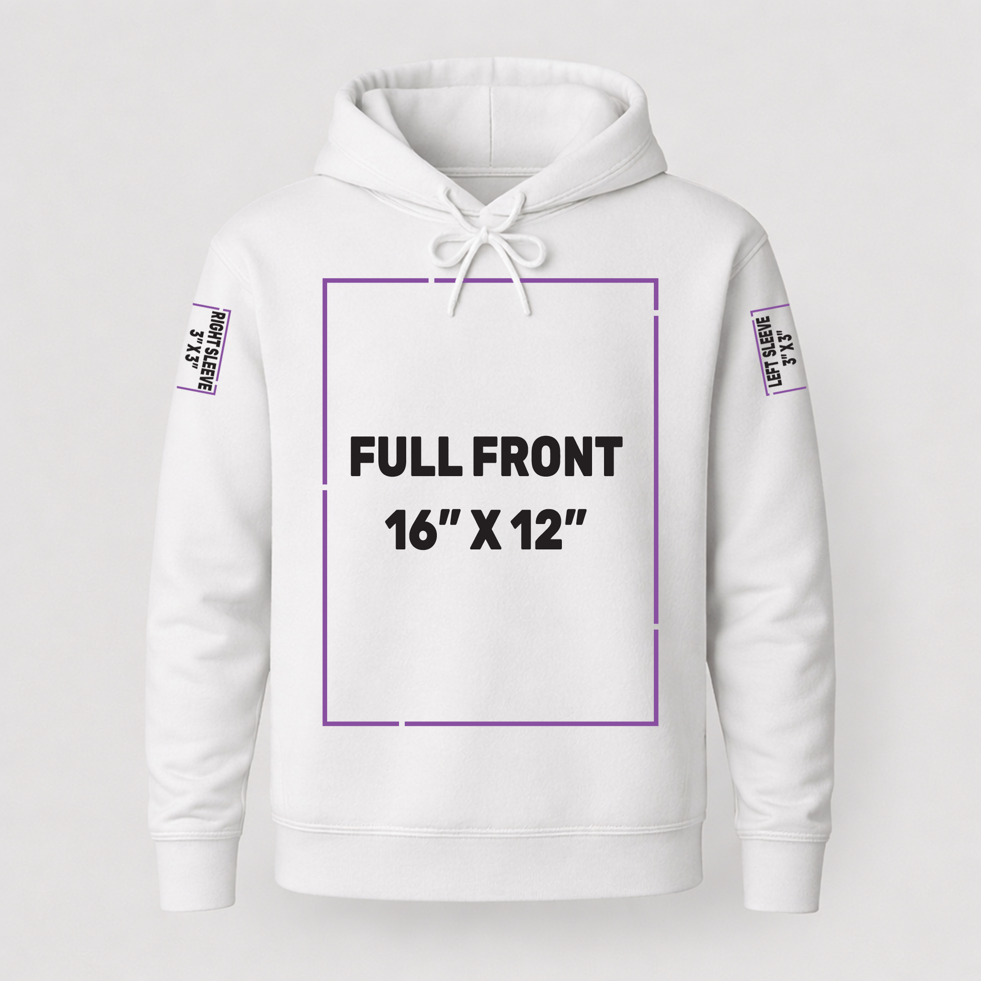 Lightweight Hoodie decoration zones — Full Front | CraftTory