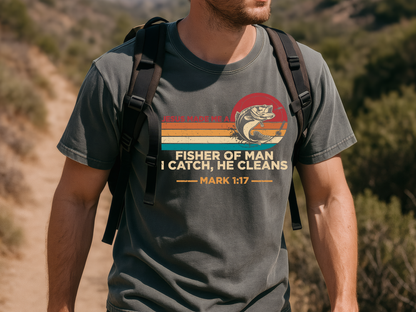 Christian Fishing Shirt: Jesus Made Me a Fisherman - Bible Verse Tee