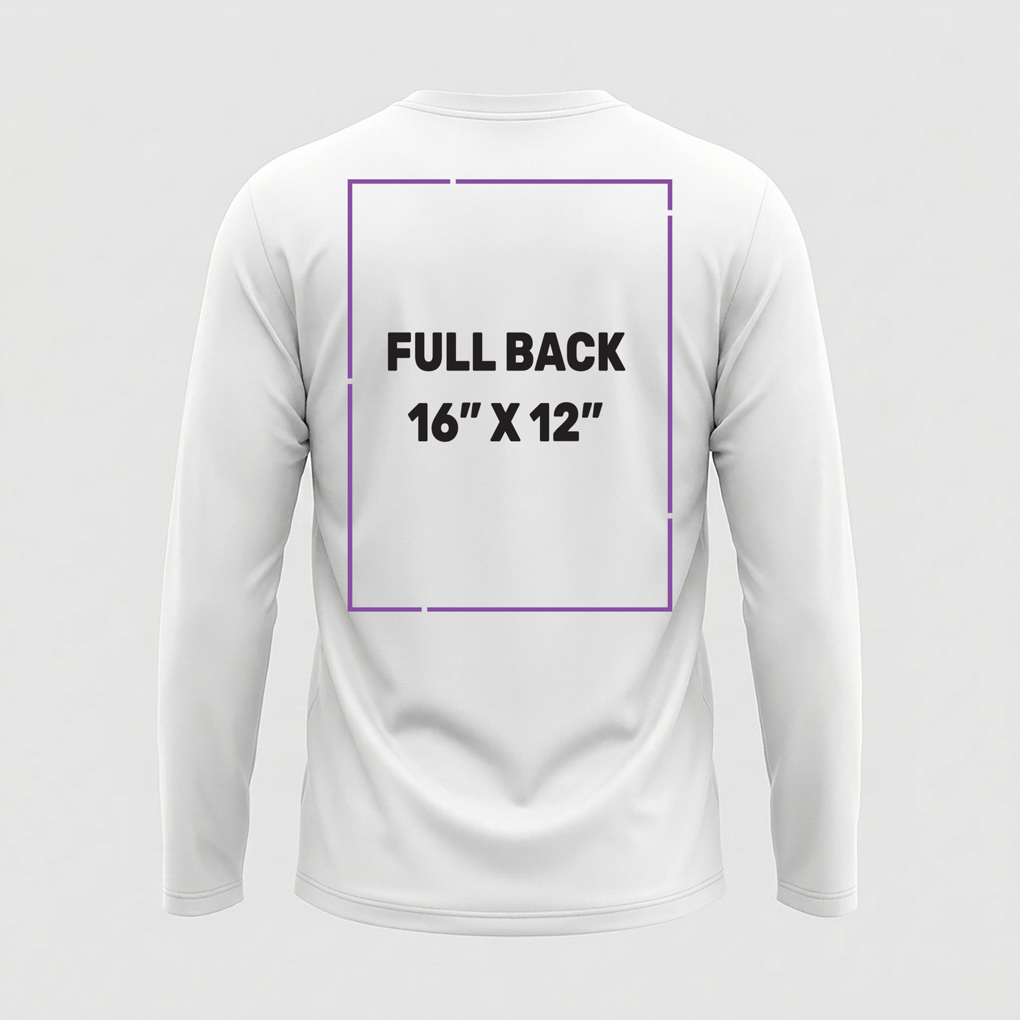 Long Sleeve Pocket Tee decoration zones — Full Back | CraftTory