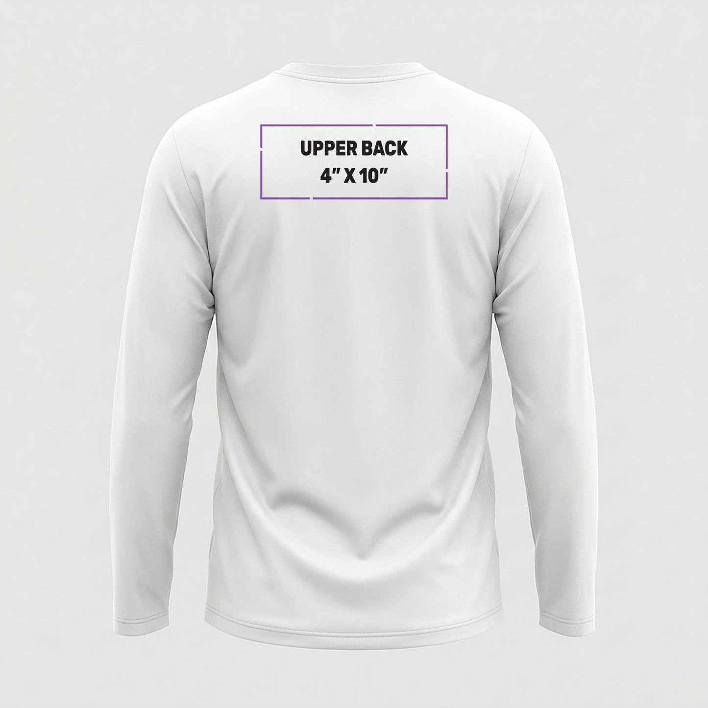 Long Sleeve Pocket Tee decoration zones — Back Upper | CraftTory