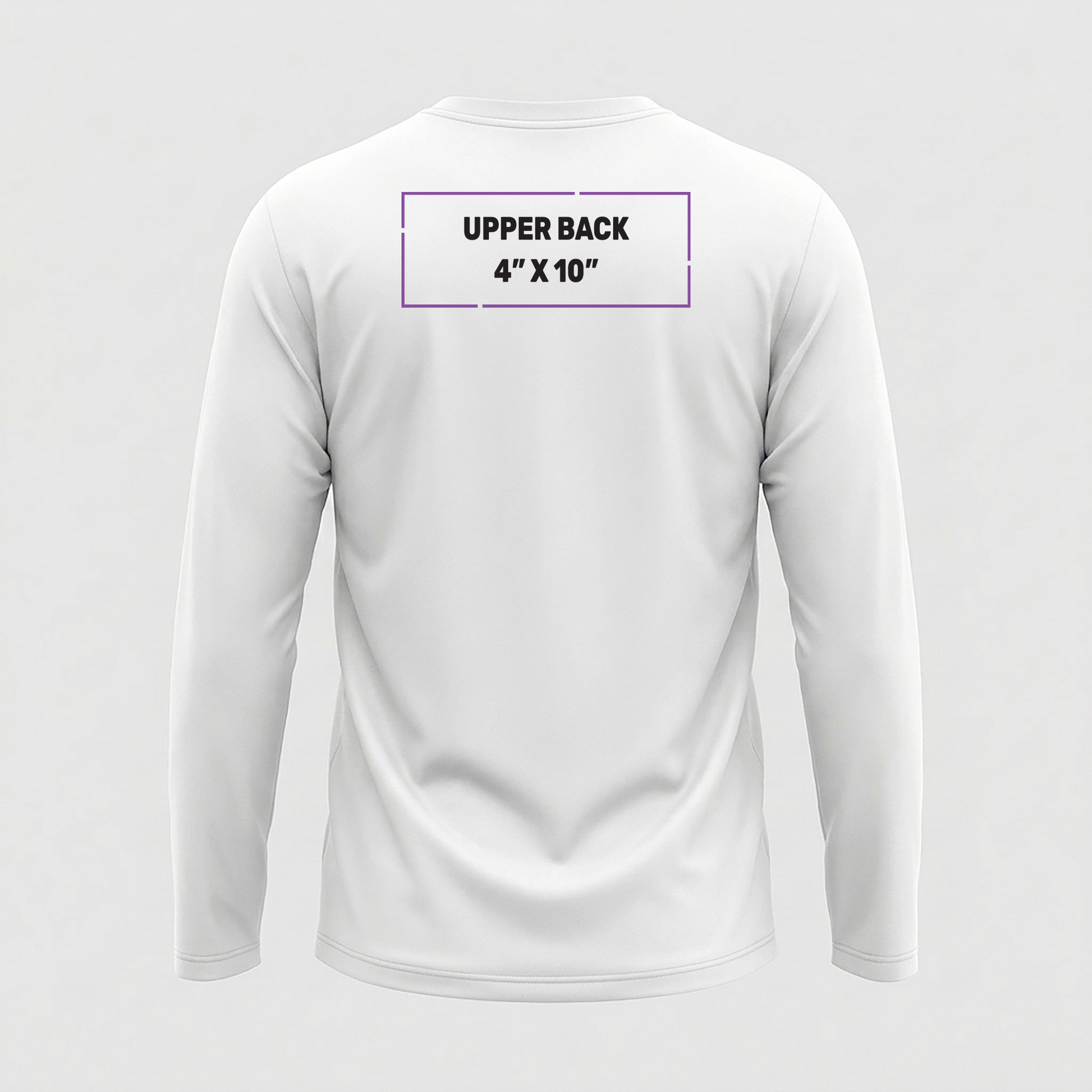 Long Sleeve Pocket Tee decoration zones — Back Upper | CraftTory