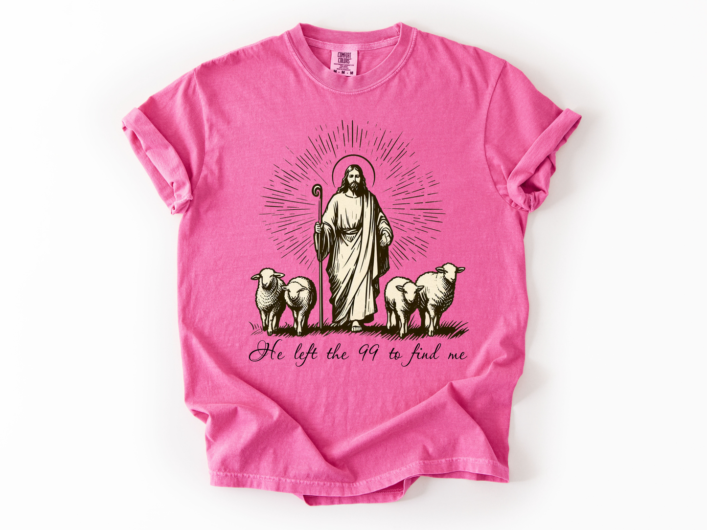 He Left the 99 to Find Me Shirt, Lost Sheep Christian T-Shirt, Bible Verse Faith Tee, Religious Comfort Colors Shirt, Christian Gift for Women