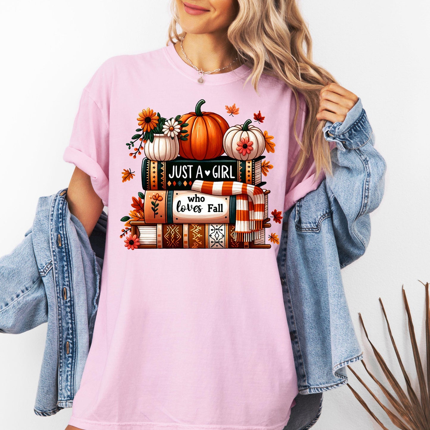 Fall Books & Pumpkin Comfort Colors T-Shirt: Cozy Autumn Tee