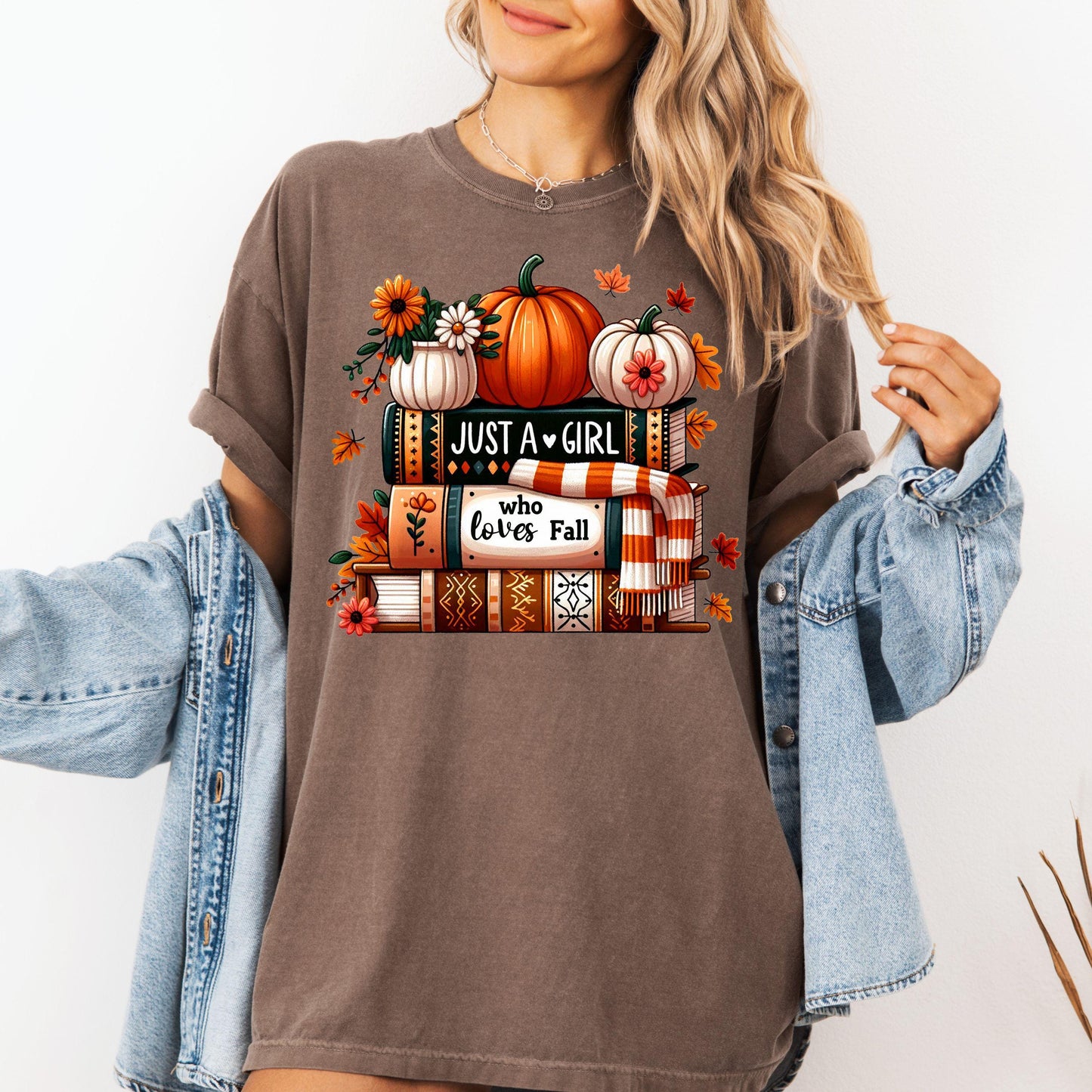 Fall Books & Pumpkin Comfort Colors T-Shirt: Cozy Autumn Tee