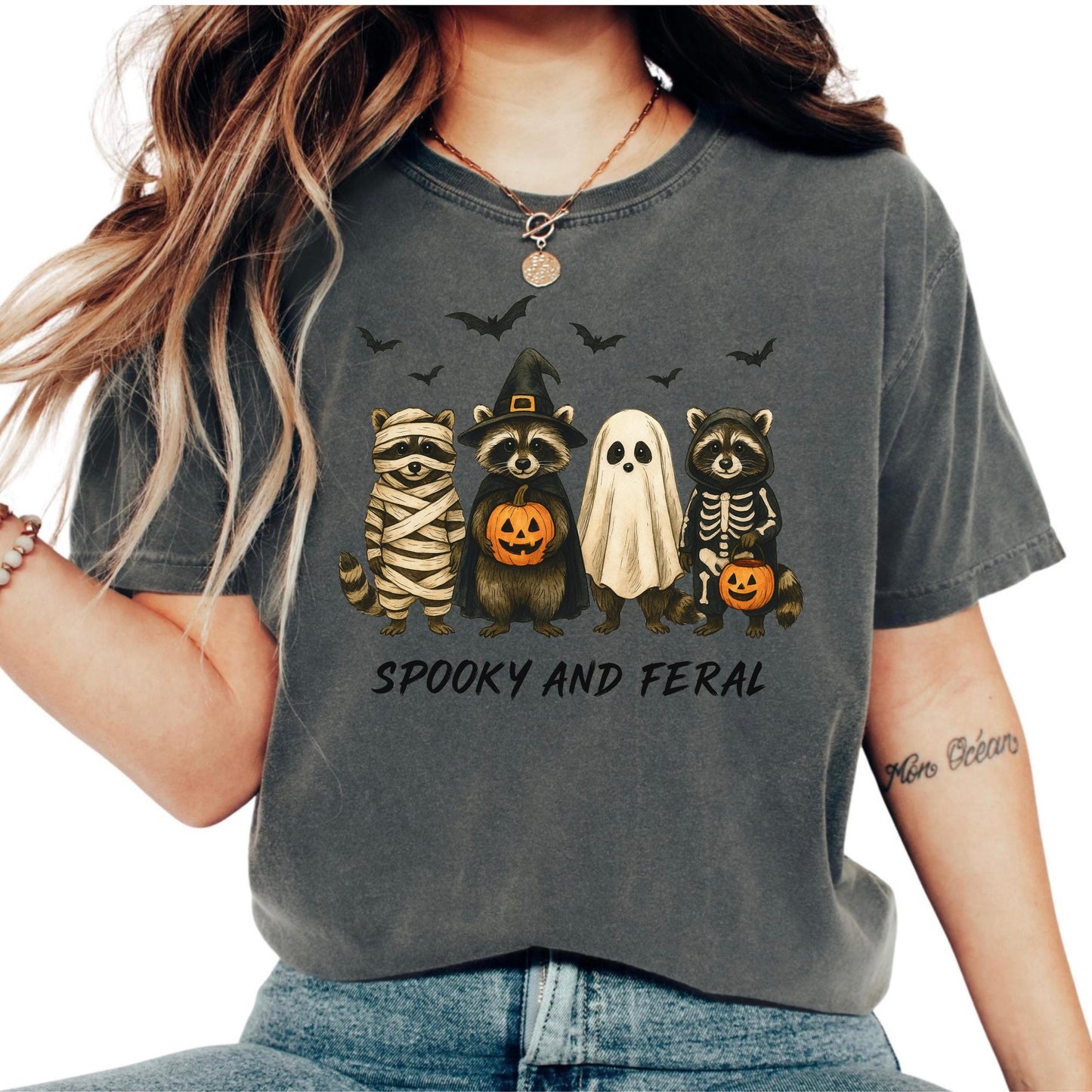 Funny Halloween Raccoon Comfort Colors Shirt: Spooky Fall Graphic Tee