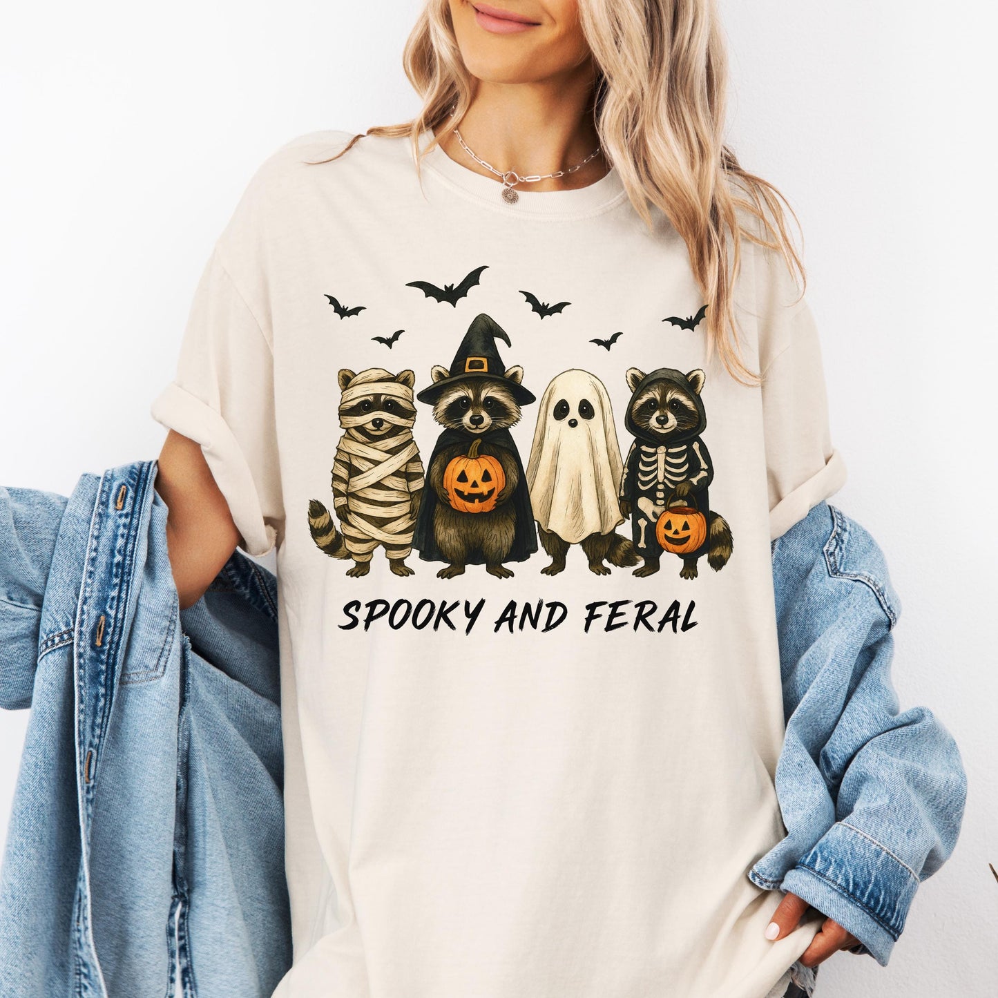 Funny Halloween Raccoon Comfort Colors Shirt: Spooky Fall Graphic Tee