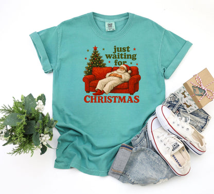 Funny Christmas Sweatshirt: Waiting for Santa - Unisex Holiday Crewneck
