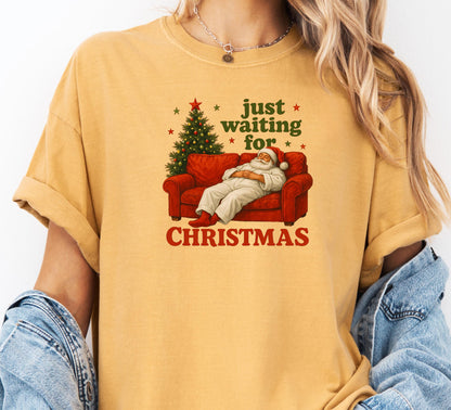 Funny Christmas Sweatshirt: Waiting for Santa - Unisex Holiday Crewneck