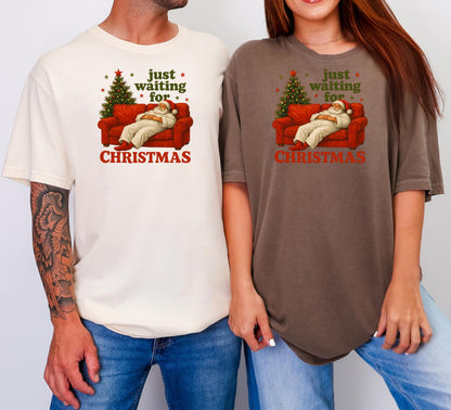 Funny Christmas Sweatshirt: Waiting for Santa - Unisex Holiday Crewneck