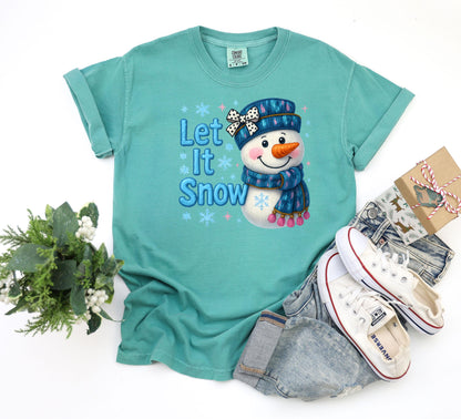 Let It Snow Christmas Shirt: Festive Snowman Graphic Tee