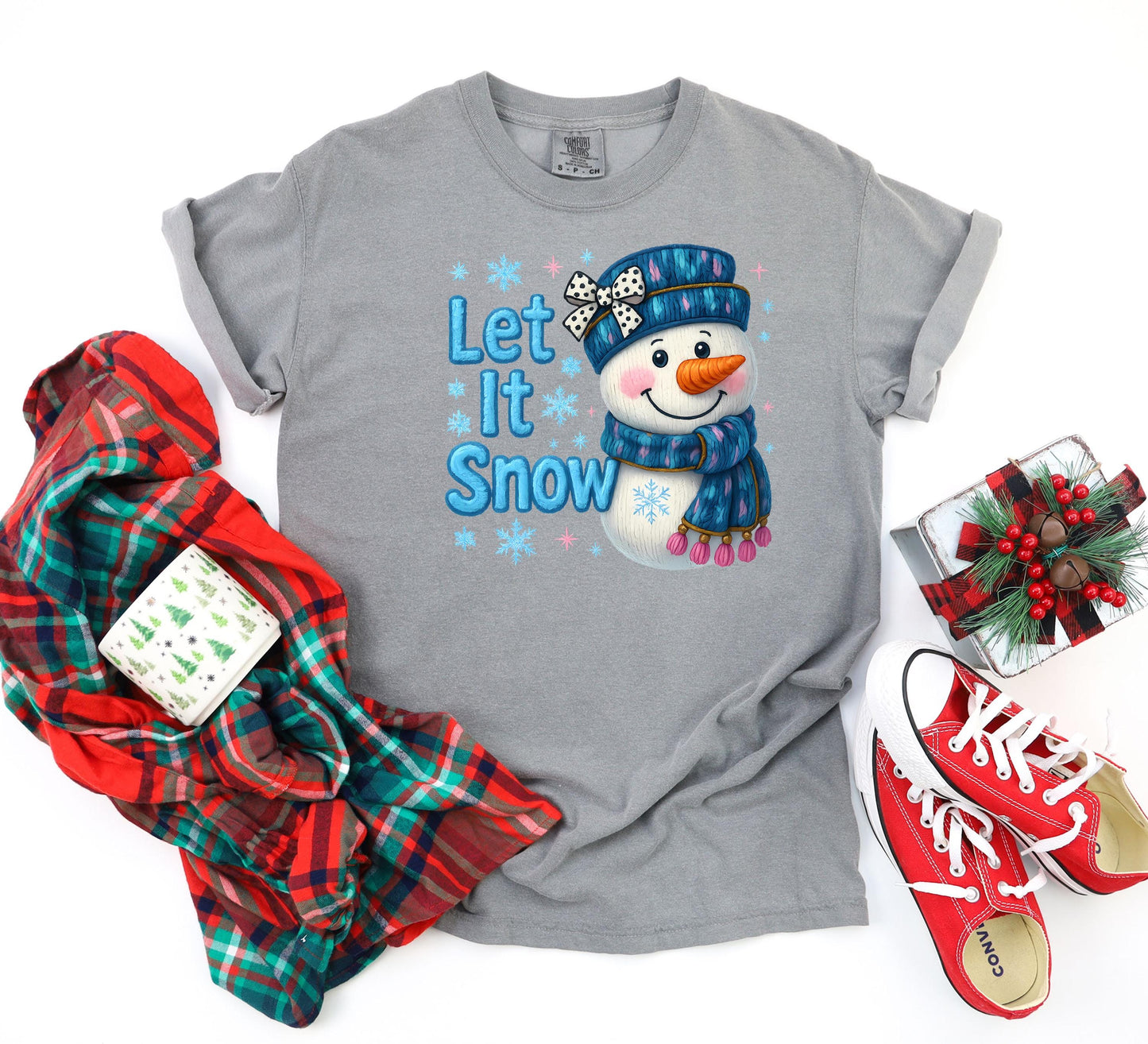 Let It Snow Christmas Shirt: Festive Snowman Graphic Tee