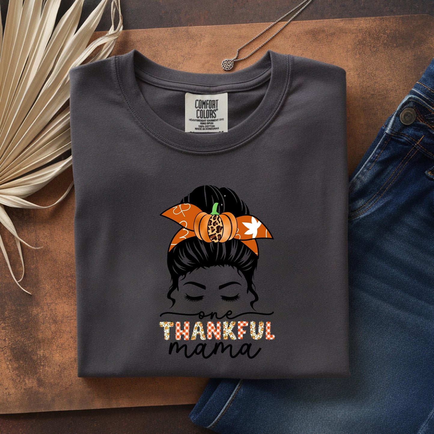 Comfort Colors Thankful Mama Shirt: Thanksgiving Fall Graphic Tee
