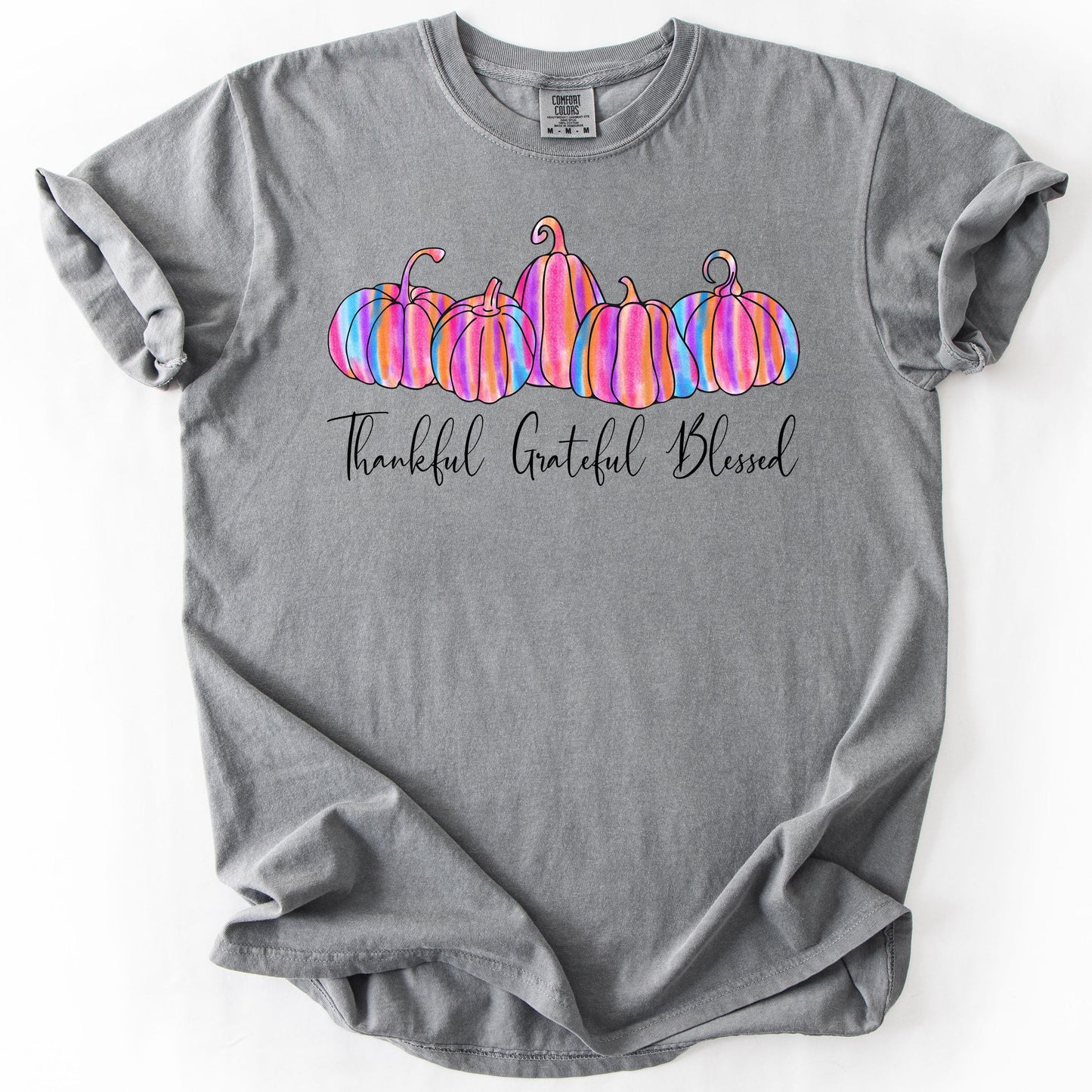 Thankful Grateful Blessed Shirt: Comfort Colors Pumpkin Fall Tee