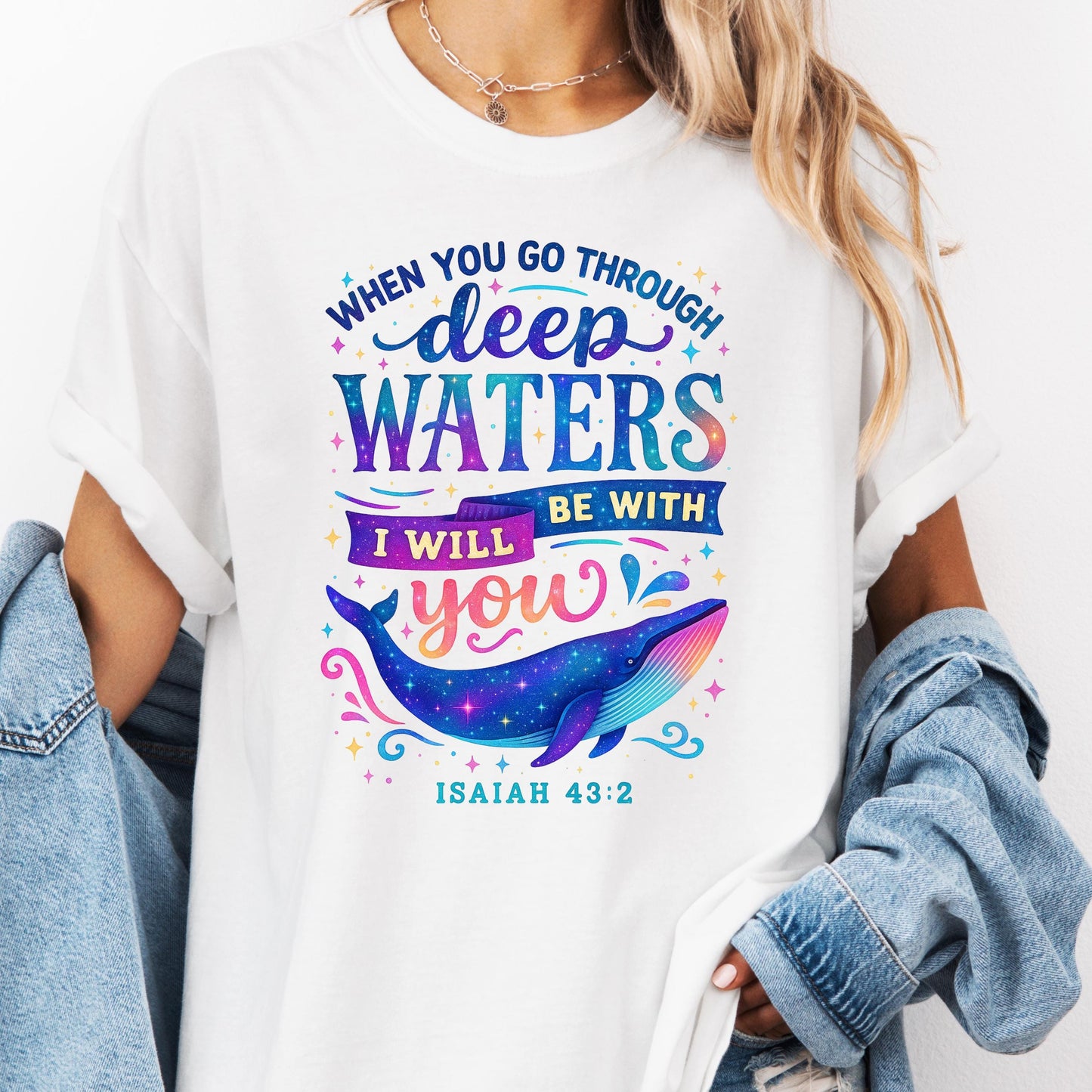 Comfort Colors Whale Shark Christian T-Shirt - Faith Over Fear Beachy Tee
