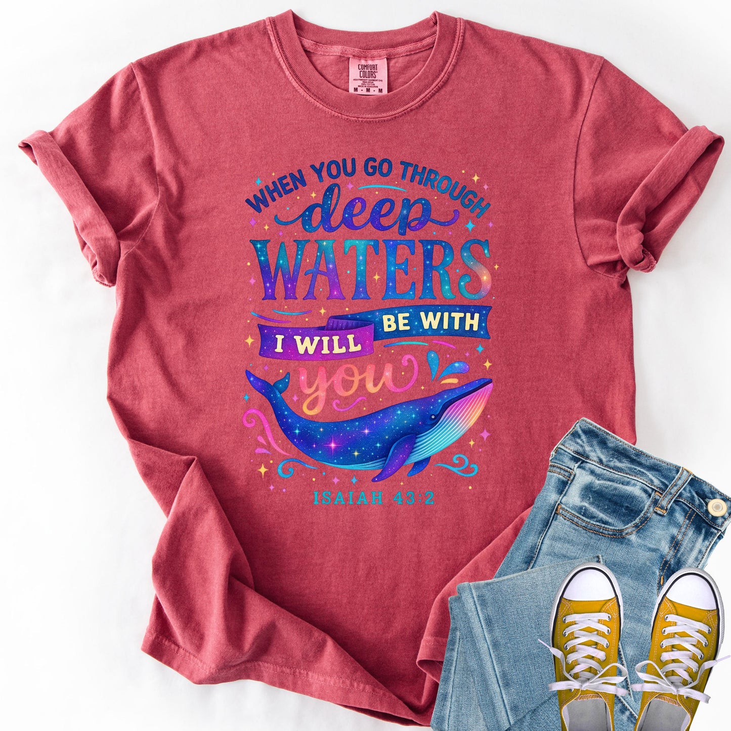 Comfort Colors Whale Shark Christian T-Shirt - Faith Over Fear Beachy Tee