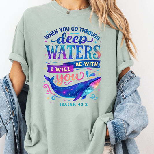 Comfort Colors Whale Shark Christian T-Shirt - Faith Over Fear Beachy Tee
