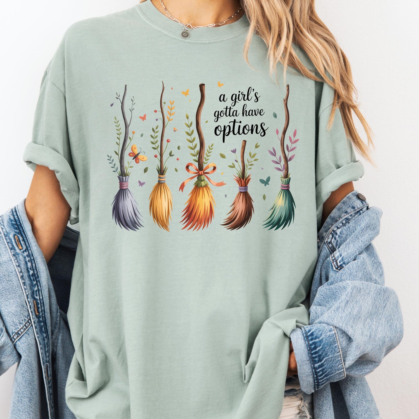 Funny Witch Halloween Tee: Comfort Colors Broomstick Graphic T-Shirt