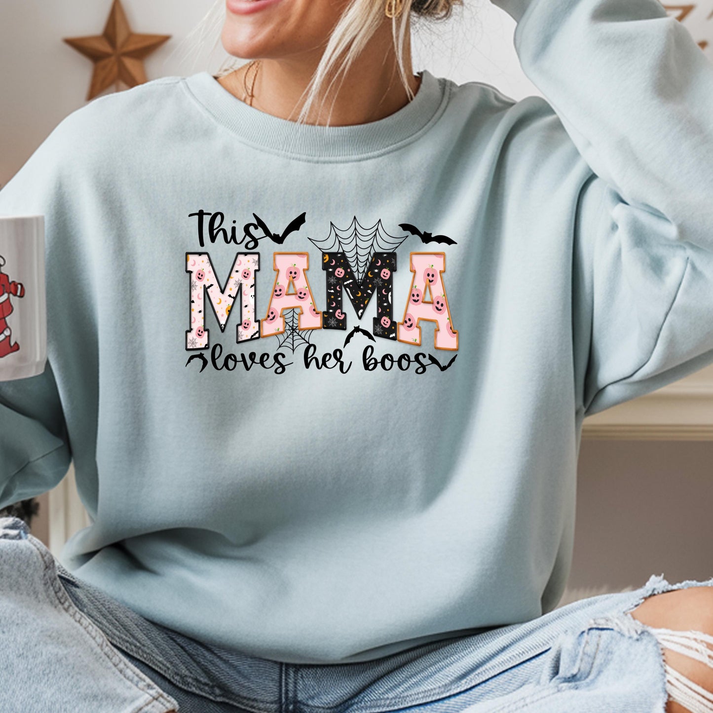 Personalized Mama Ghost Sweatshirt: Spooky Season Halloween Crewneck