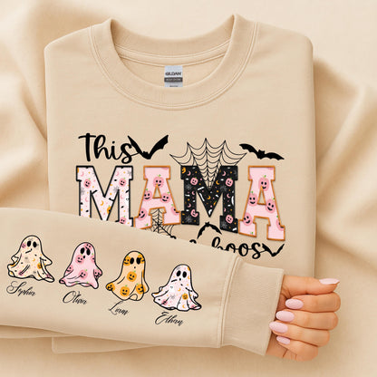 Personalized Mama Ghost Sweatshirt: Spooky Season Halloween Crewneck