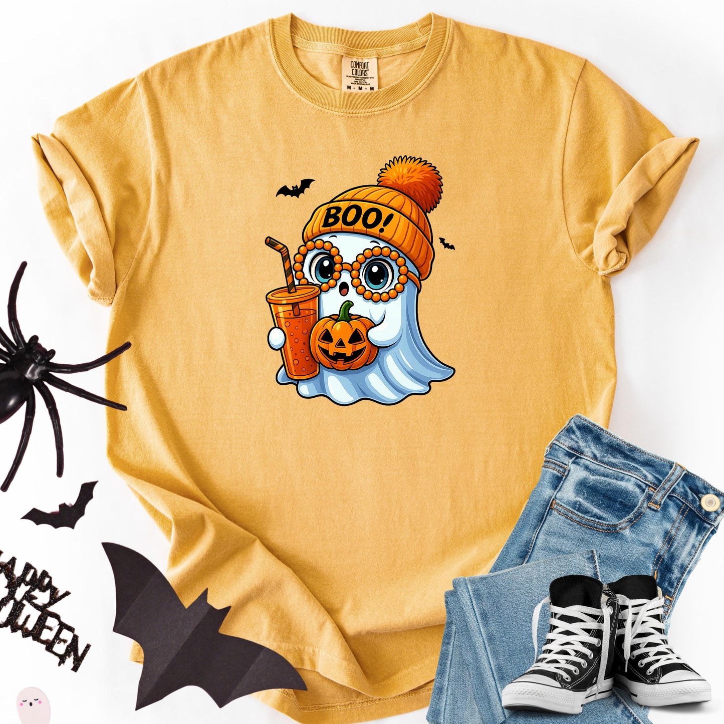 Cute Ghost Halloween Shirt – Kawaii Boo Pumpkin Tee, Funny Fall Aesthetic Graphic T-Shirt