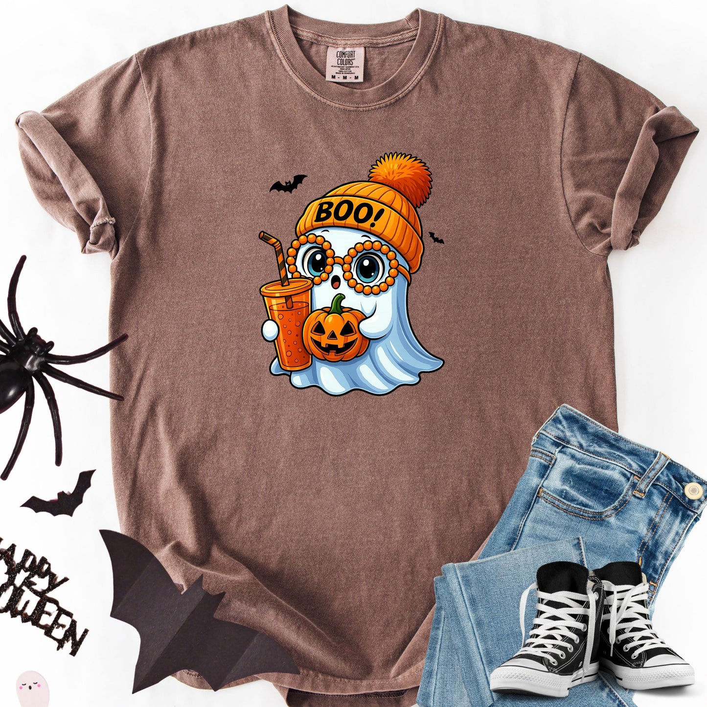 Cute Ghost Halloween Shirt – Kawaii Boo Pumpkin Tee, Funny Fall Aesthetic Graphic T-Shirt