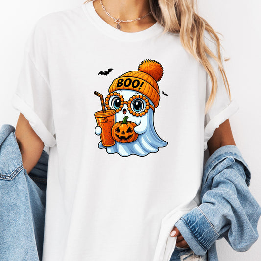Cute Ghost Halloween Shirt – Kawaii Boo Pumpkin Tee, Funny Fall Aesthetic Graphic T-Shirt