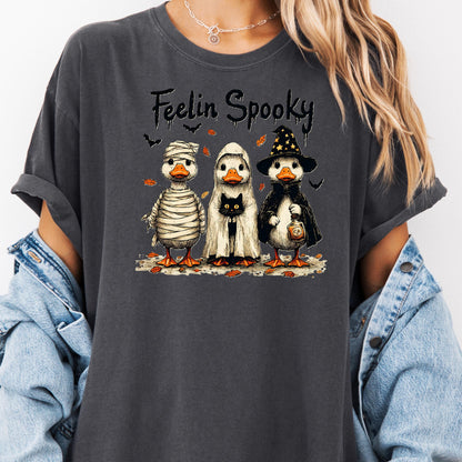 Feelin Spooky Duck Shirt – Funny Halloween Ducks Graphic Tee, Cute Spooky Season T-Shirt for Fall