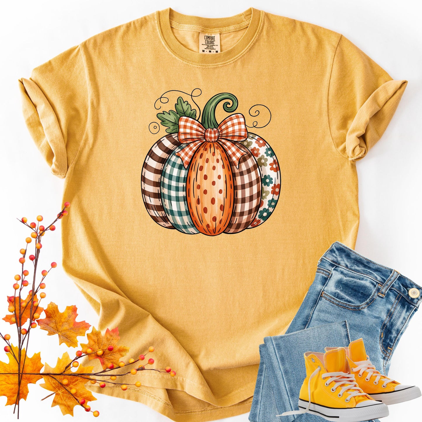 Comfort Colors Watercolor Pumpkin Shirt: Rustic Autumn Graphic Tee