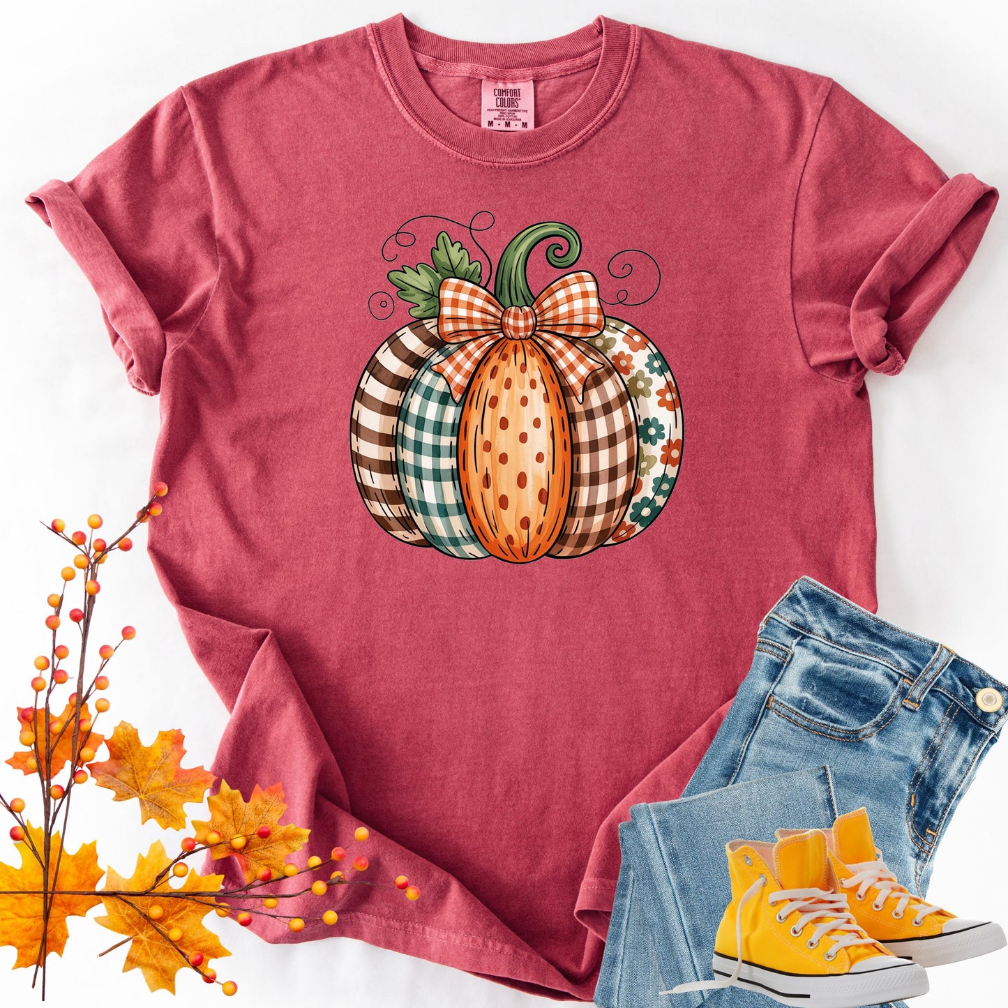 Comfort Colors Watercolor Pumpkin Shirt: Rustic Autumn Graphic Tee