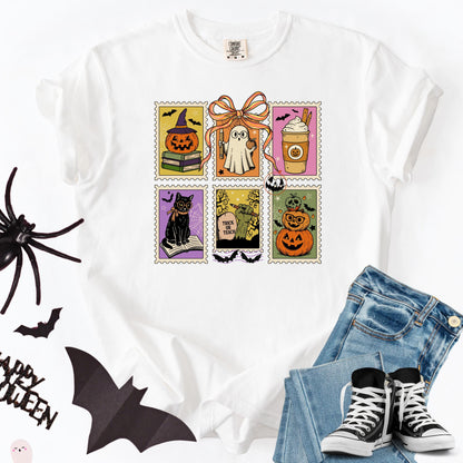 Retro Halloween Ghost Cat Pumpkin Shirt: Comfort Colors Fall Tee
