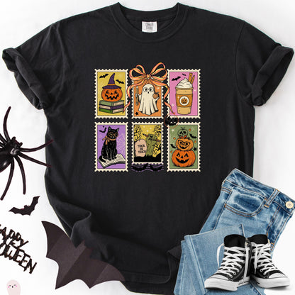 Retro Halloween Ghost Cat Pumpkin Shirt: Comfort Colors Fall Tee