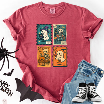 Halloween Cute Ghost Pumpkin Cat Shirt, Cute Ghost Shirt, Retro Ghost Tee, Women's Halloween Shirt, Comfort Colors®