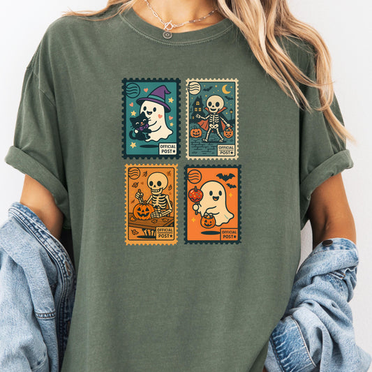 Halloween Cute Ghost Pumpkin Cat Shirt, Cute Ghost Shirt, Retro Ghost Tee, Women's Halloween Shirt, Comfort Colors®
