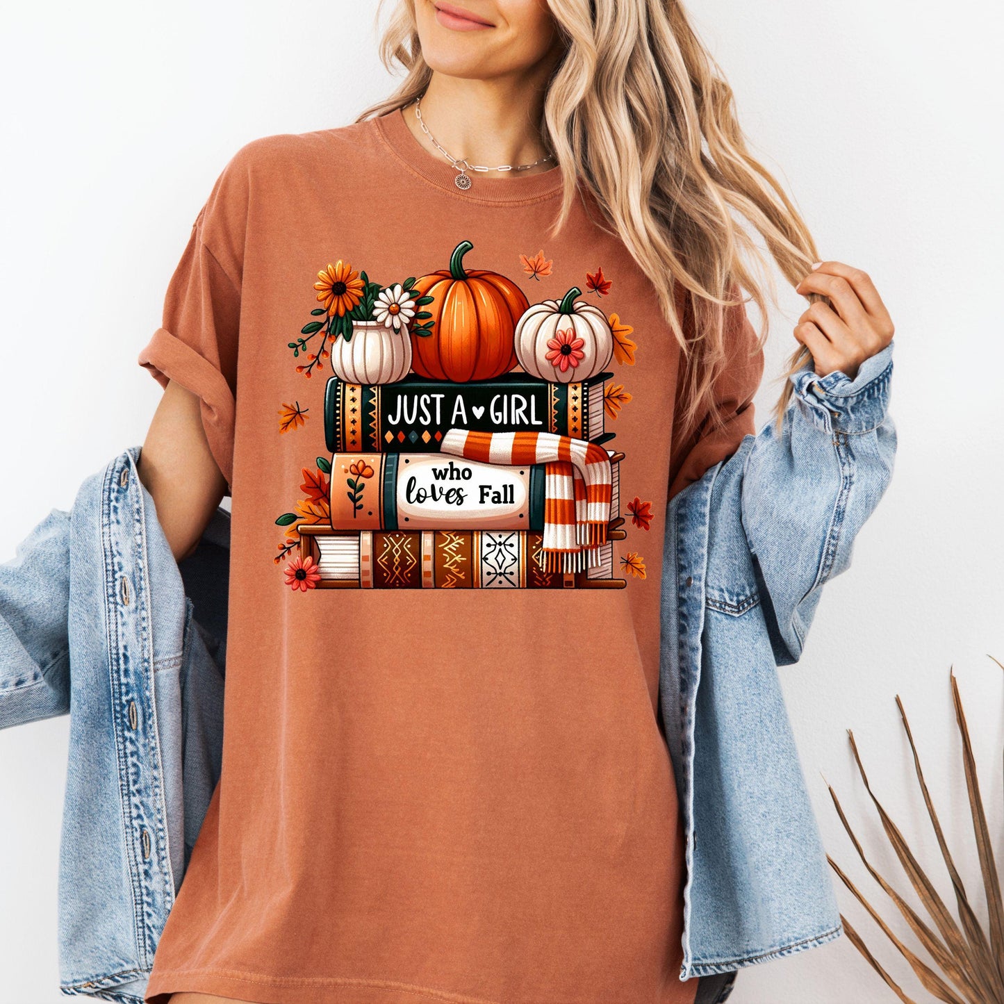 Fall Books & Pumpkin Comfort Colors T-Shirt: Cozy Autumn Tee