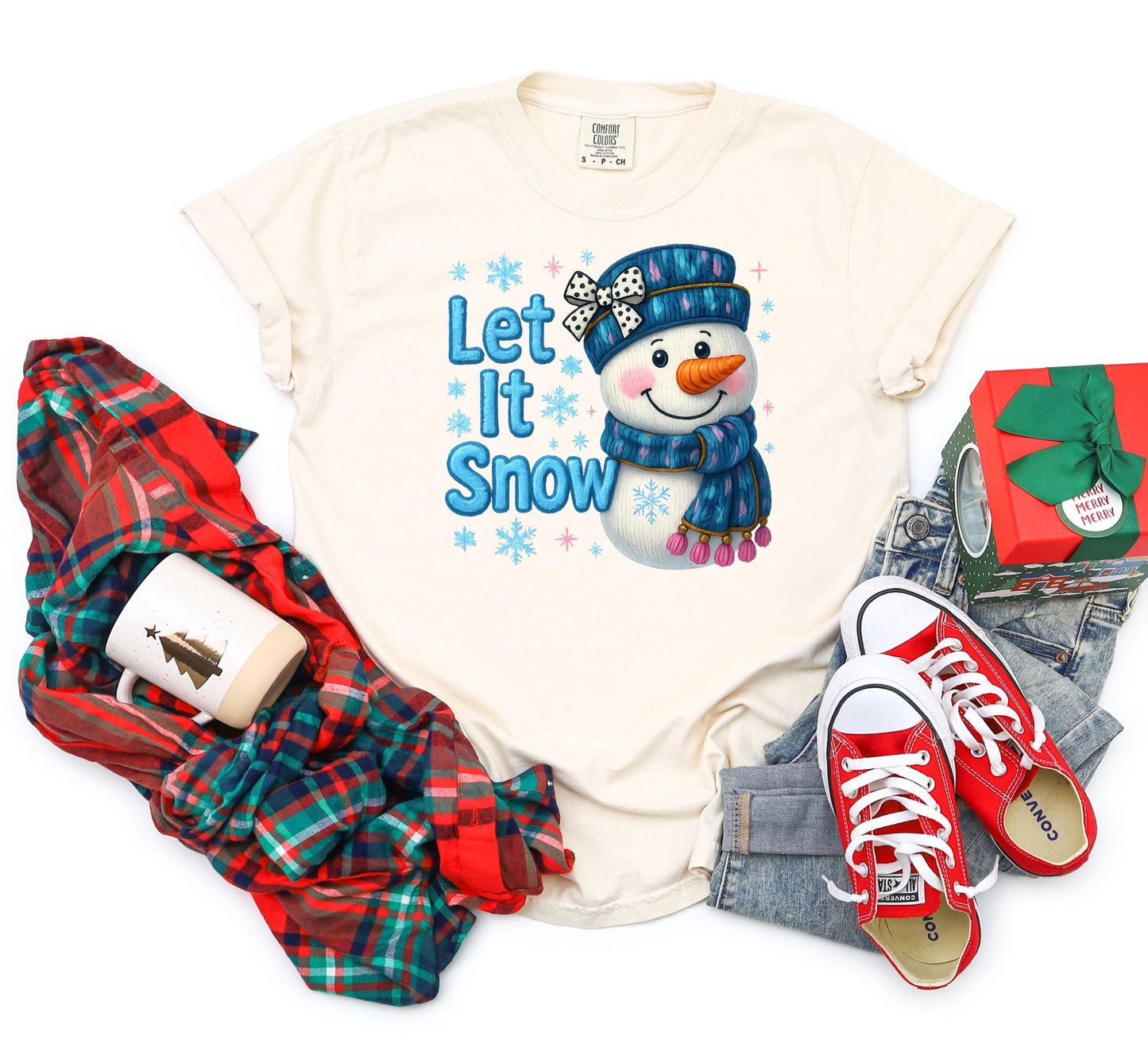 Let It Snow Christmas Shirt: Festive Snowman Graphic Tee