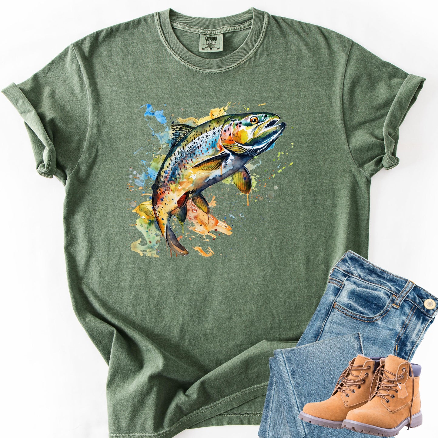 Here Fishy Fishy Comfort Colors Fishing Shirt - Fisherman Gift