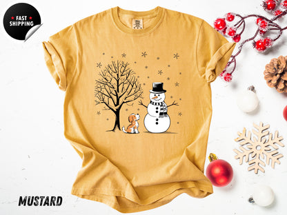 Comfort Colors® Cute Winter Holiday Shirt, Xmas Tree Tee, Snowman Dog Christmas Shirt 2025, Funny Snowman Gift Shirt for Her