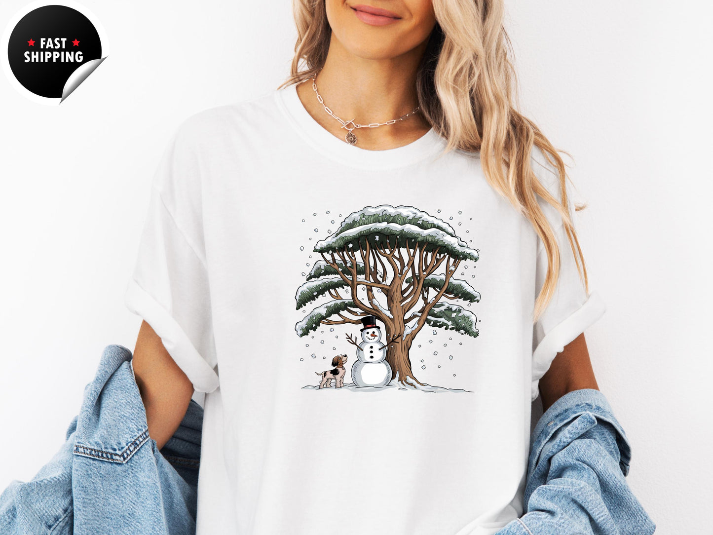 Comfort Colors® Snowman And Dog Shirt, Christmas Crewneck, Winter Holiday Shirt, Xmas Snowman Shirt, Xmas Tree Shirt, Cute Snowman Shirt