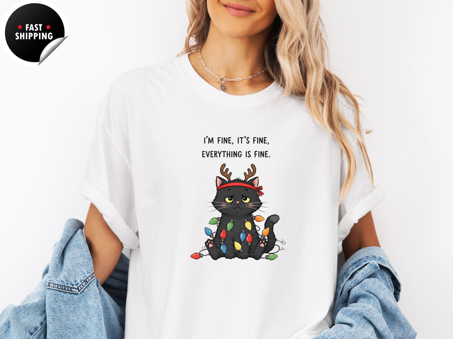 Funny Christmas Cat T-Shirt: Sarcastic Holiday Graphic Tee