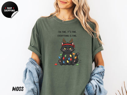 Funny Christmas Cat T-Shirt: Sarcastic Holiday Graphic Tee