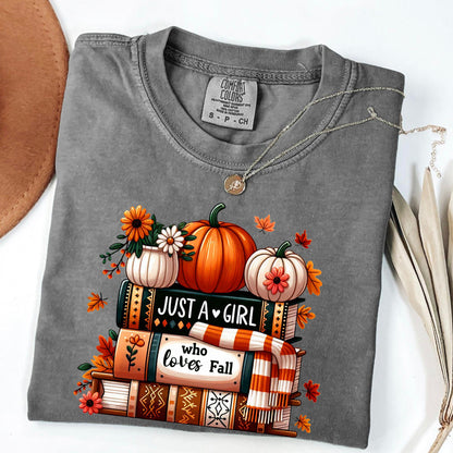 Fall Books & Pumpkin Comfort Colors T-Shirt: Cozy Autumn Tee