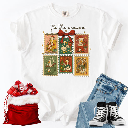 Vintage Christmas Duck Stamp Shirt: Comfort Colors Holiday Tee