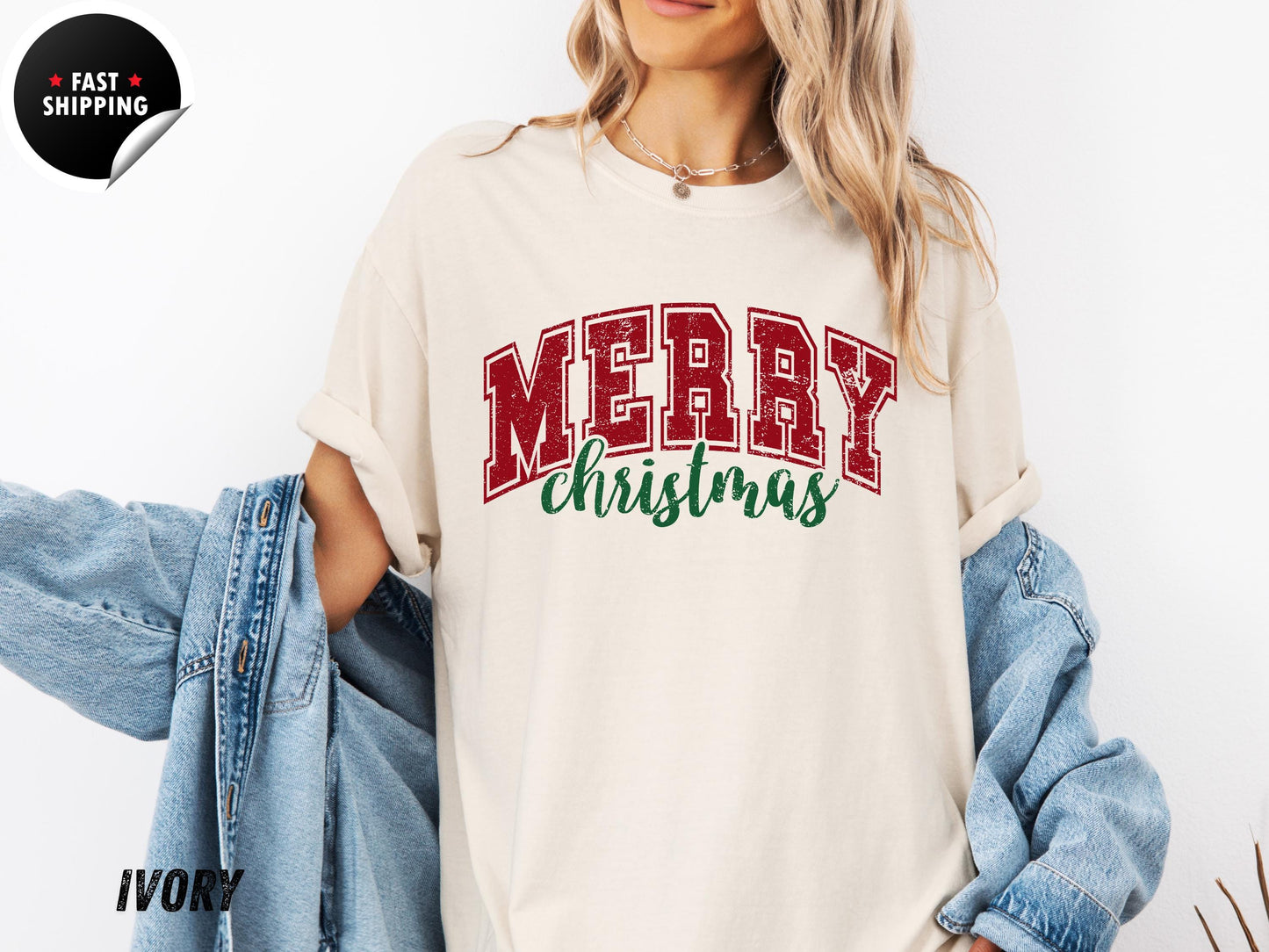 Comfort Colors Retro Christmas Shirt: Oversized Holiday Tee